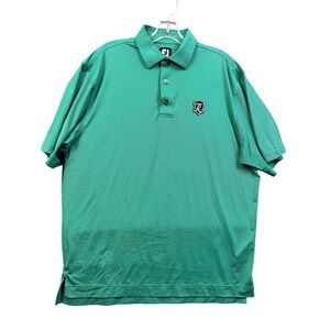 FootJoy FJ Golf Polo Shirt Men Large Green Striped Embroidered Logo Performance